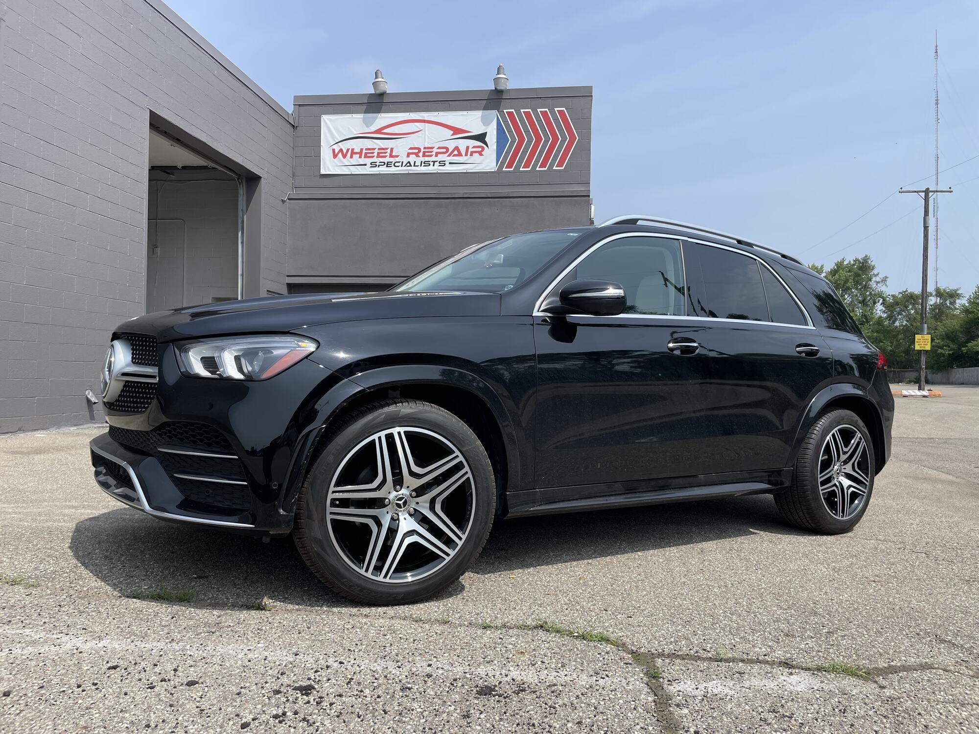 Black Mercedes-Benz GLE with machined-face wheels